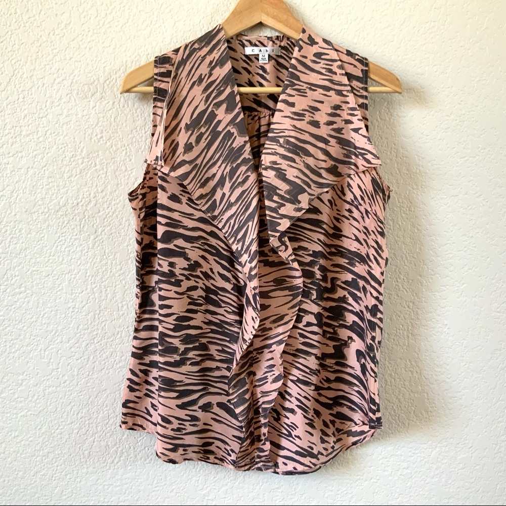 CAbi Silk Animal Print Top